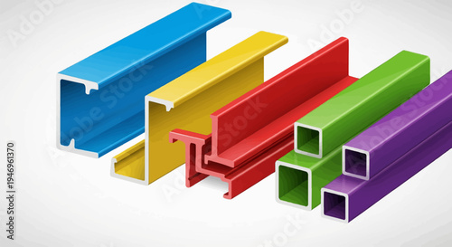 A vibrant selection of industrial metal profiles including channels, beams, and square tubing