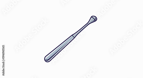 A stylized illustration of a slim, silver, medical-style instrument with a rounded end on a white background