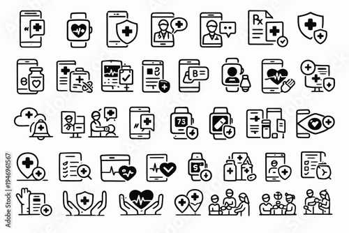 Comprehensive collection of healthcare and medical service icons