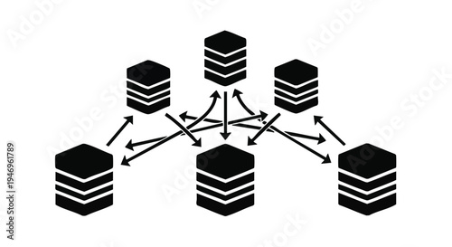 Set of 7 cube connection icons vector