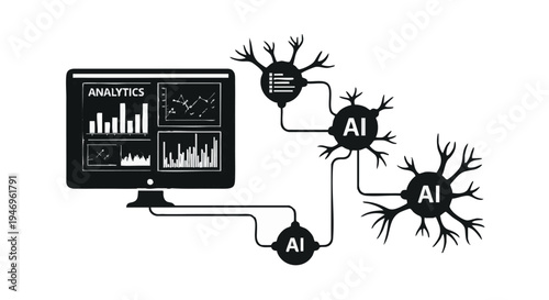 Set of 1 artificial intelligence neural network vector illustration