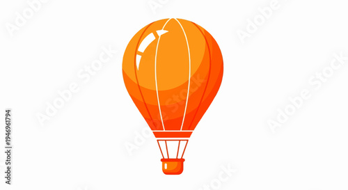 Vibrant orange hot air balloon illustration with subtle highlights, ready for flight against a clean white backdrop