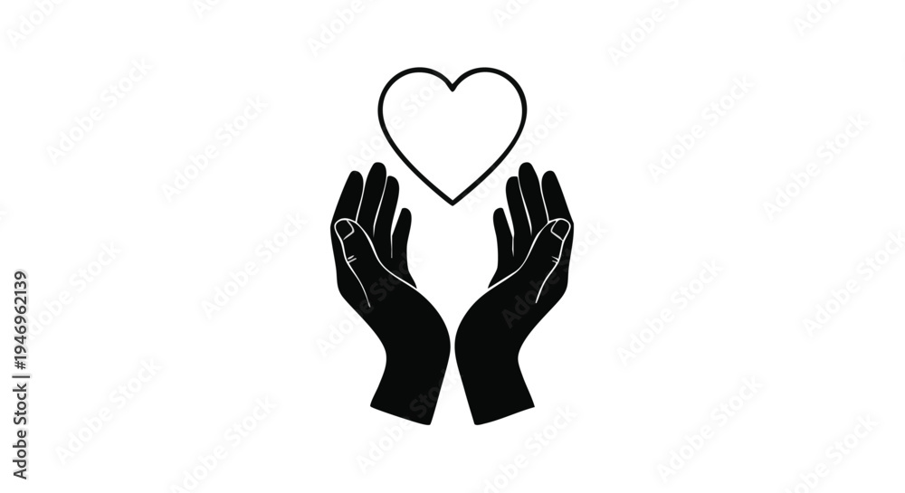 Obraz premium Vector illustration of hands holding a heart