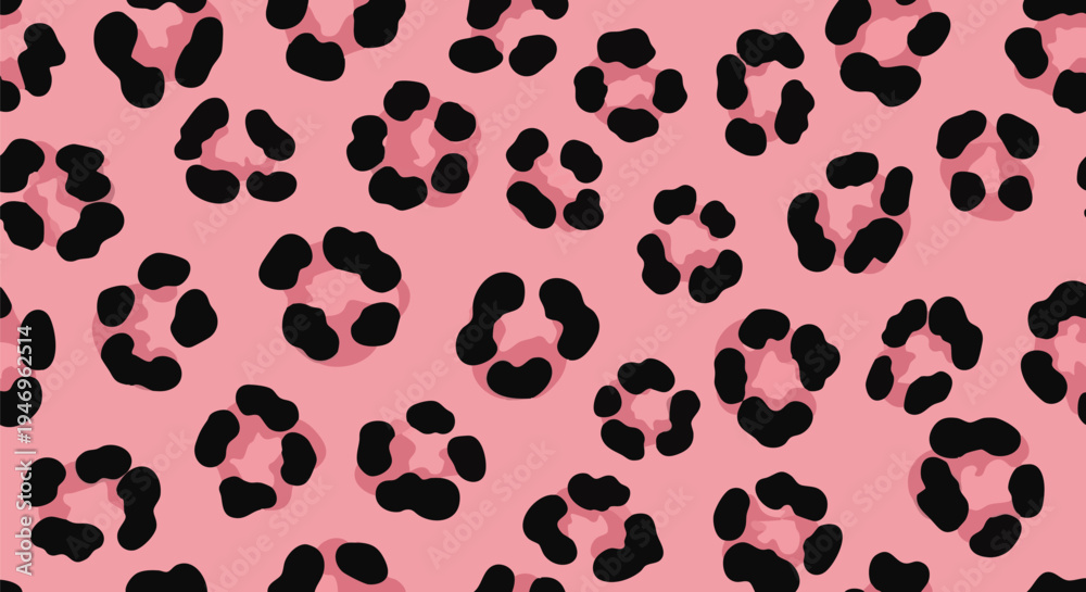 Fototapeta premium Pink leopard print pattern vector background