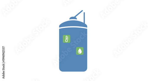 Blue fuel oil storage tank.