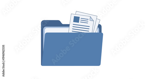 Blue Folder with Papers Inside Office.