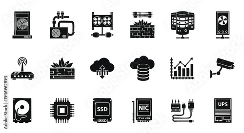 Set of 20 technology icons vector
