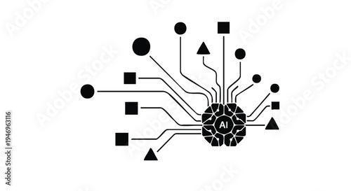 Vector circuit board icon with geometric shapes