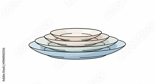 A colorful stack of clean dinnerware, including plates and bowls, ready for a meal