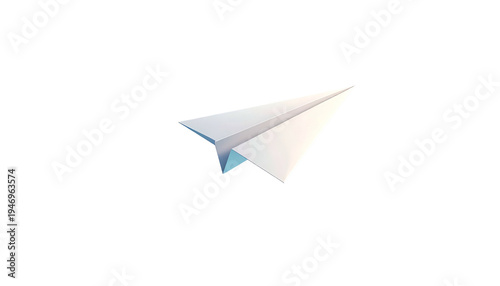 A paper airplane rendered in a 3D style, against a stark black background