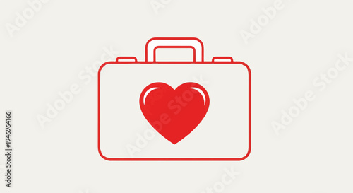 An illustration of a red first aid kit or toolbox with a vibrant red heart symbol on the front