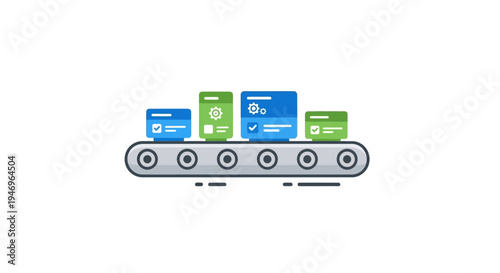 Industrial conveyor belt with boxes.