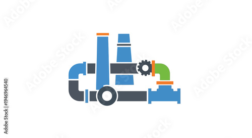 Industrial Pipe System With Gear.