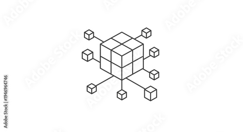 Network of cubes connected structure.