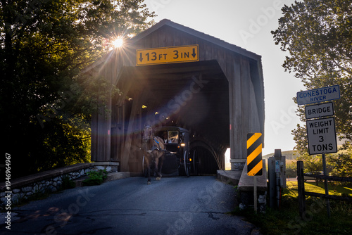 Covered Bridge with Amish buggy