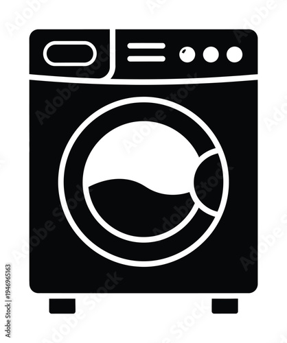 Vector of a front-loading washing machine with simplistic design
