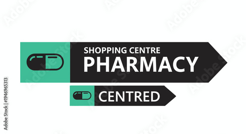 Pharmacy Signage Illustrating Location Direction, Medicine Display, And Retail Spot Guidance