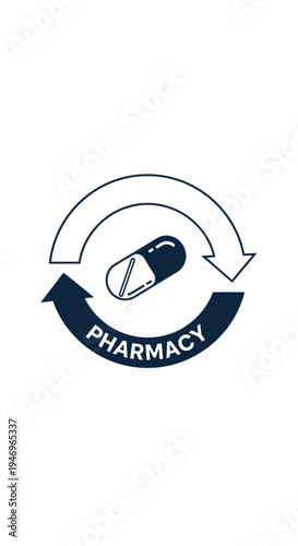 Pharmacy Symbol Illustrating Healthcare, Medicine, and Pharmaceutical Circulation Process