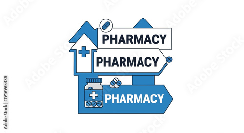 Pharmacy Signage Illustrating Medicine, Healthcare, and Guidance for Modern Medical Services