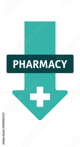 Pharmacy Symbol Illustrating Medical Services, Healthcare, Medications, and Prescriptions