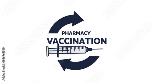 Pharmacy Vaccination Symbol With Syringe And Arrows Signifying Medical Immunization