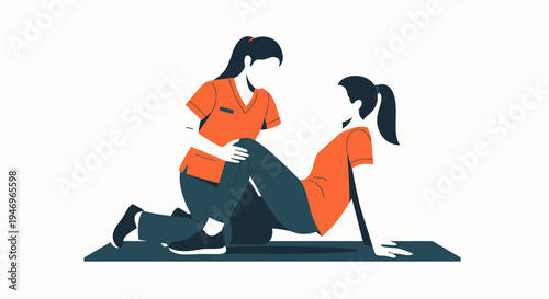 Physical Therapist Assisting Patient With Exercise Therapy For Recovery And Wellness