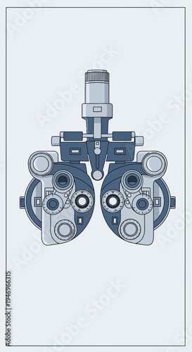 Precise Ophthalmic Instrument Illustration: A Detailed Depiction of a Vision Testing Device