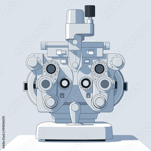 Precise Ophthalmic Instrument Illustration: A Detailed Depiction of a Vision Testing Device
