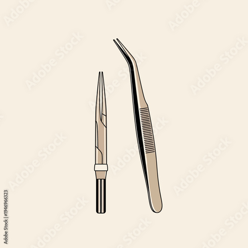 Precision Instruments: Artistic Representation of Medical or Scientific Tweezers in Illustration