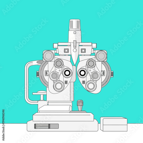 Precise Ophthalmic Instrument Illustration Depicting Vision Assessment and Eye Care Technology