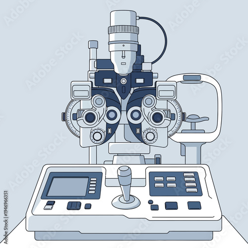 Precise Ophthalmic Instrument Illustration Showcasing Advanced Eye Care Examination Equipment