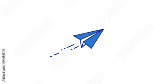 Blue paper airplane in flight.