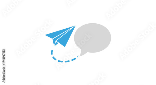 Blue paper airplane in flight.