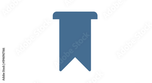 Blue ribbon bookmark symbol icon.