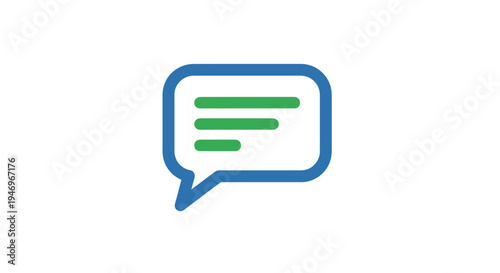 Blue speech bubble with lines.