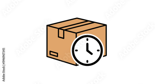 Brown Box with Analog Clock Face.