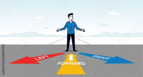 Man standing on crossroads forward.