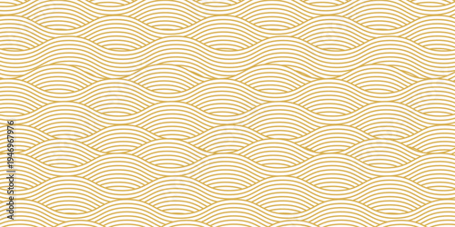 Yellow instant noodle  pasta and spaghetti texture with geometric wavy lines. Ramen  pasta vector pattern. Background abstract food illustration