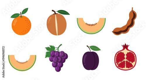 Variety of fresh fruits isolated on white