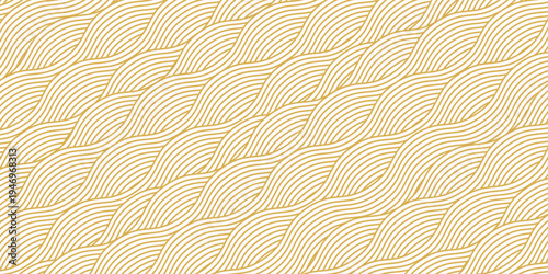 Yellow instant noodle  pasta and spaghetti texture with geometric wavy lines. Ramen  pasta vector pattern. Background abstract food illustration