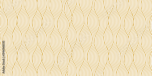 Yellow instant noodle  pasta and spaghetti texture with geometric wavy lines. Ramen  pasta vector pattern. Background abstract food illustration