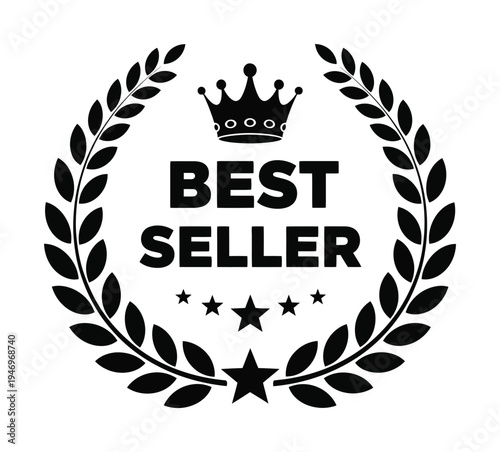 Vector showcasing a laurel wreath and crown with the text best seller