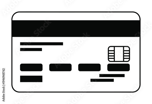 Vector of a blank credit card with a magnetic stripe and emv chip