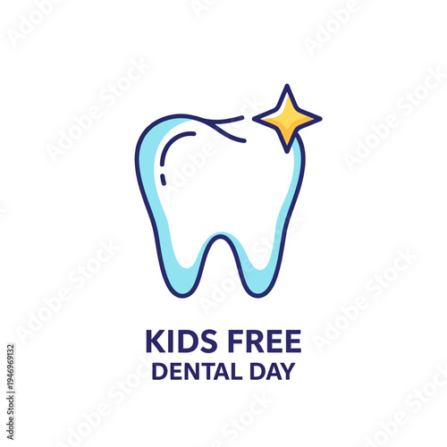 Promoting Children's Dental Health: Sparkling Tooth Icon for Kids' Dental Free Day