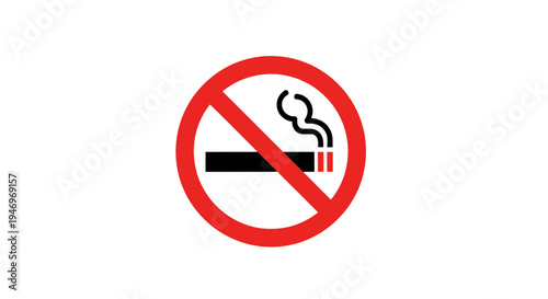 Prohibition Symbol: No Smoking Illustrated With Red Circle and Crossed Cigarette