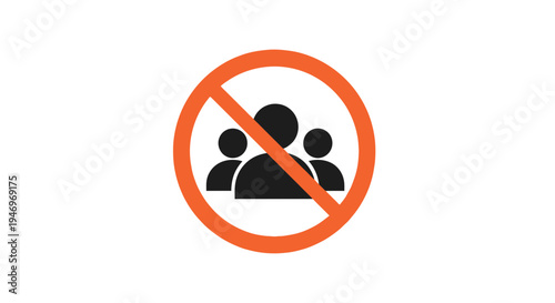 Prohibition Symbol: Prevent Gathering, Restriction Icon, Crowd Avoidance Signage Illustrated