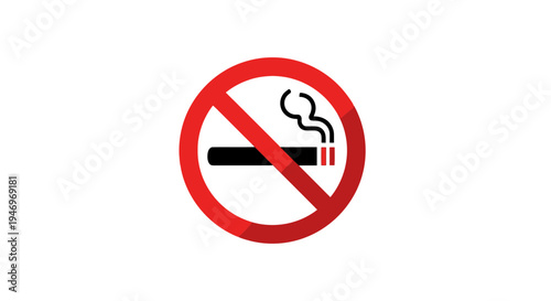 Prohibition Symbol Of Smoking Cigarette Representing Anti-Smoking And Healthcare Awareness