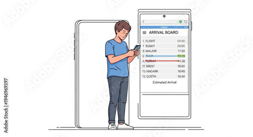 Man standing next to smartphone.