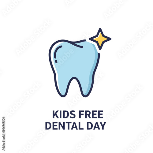 Promoting Kids' Free Dental Day: A Shining Tooth Symbolizing Oral Healthcare and Well-being