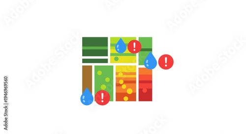 Colorful rectangles with exclamation points.